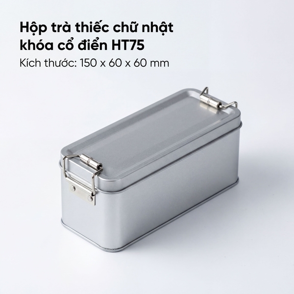 Hộp Trà Thiếc Chữ Nhật Khóa Cổ Điển HT75 - Sang Trọng & Kín Khí | BAOBIHVL