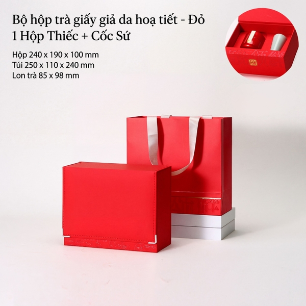 Bộ Hộp Trà Giấy Giả Da HT74 Cao Cấp | Quà Tặng Doanh Nghiệp Sang Trọng