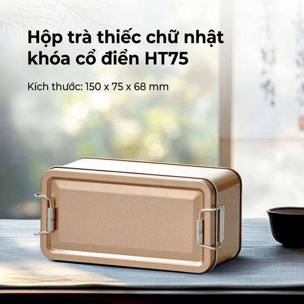 Hộp Trà Thiếc Chữ Nhật Khóa Cổ Điển HT75 - Sang Trọng & Kín Khí | BAOBIHVL