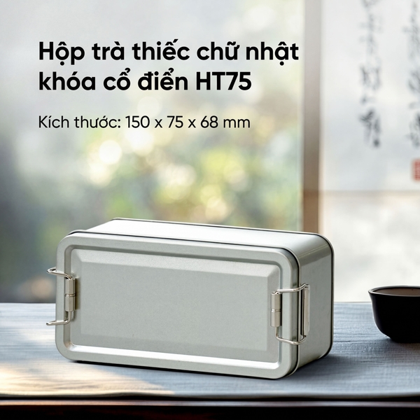 Hộp Trà Thiếc Chữ Nhật Khóa Cổ Điển HT75 - Sang Trọng & Kín Khí | BAOBIHVL