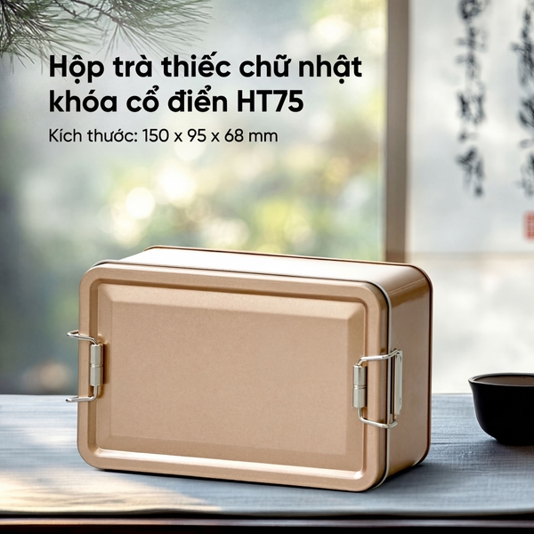 Hộp Trà Thiếc Chữ Nhật Khóa Cổ Điển HT75 - Sang Trọng & Kín Khí | BAOBIHVL