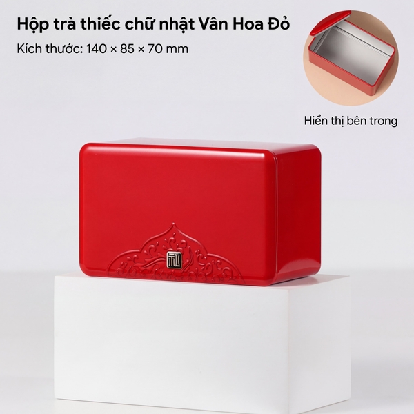 Hộp Trà Thiếc Chữ Nhật Vân Hoa HT86 | Bao Bì HVL