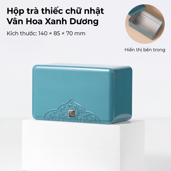 Hộp Trà Thiếc Chữ Nhật Vân Hoa HT86 | Bao Bì HVL
