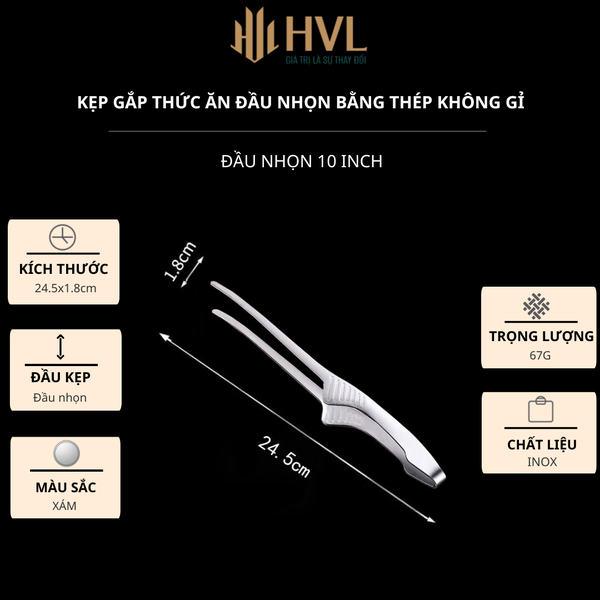 Kẹp Gắp Thức Ăn Đầu Nhọn Bằng Thép Không Gỉ