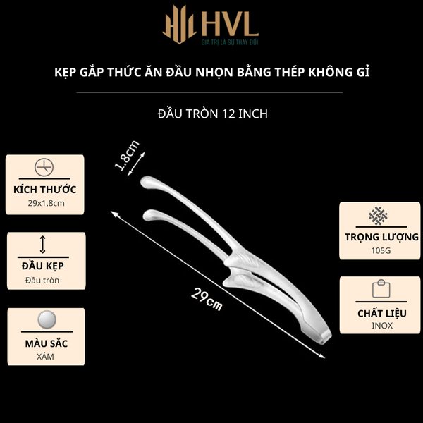 Kẹp Gắp Thức Ăn Đầu Nhọn Bằng Thép Không Gỉ