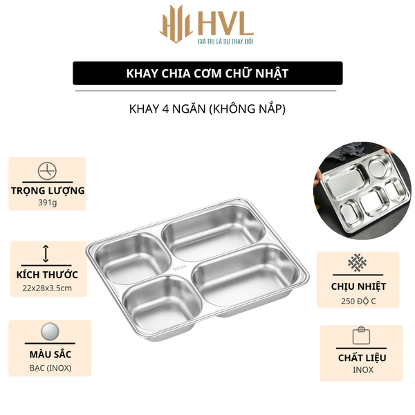 Khay chia cơm chữ nhật