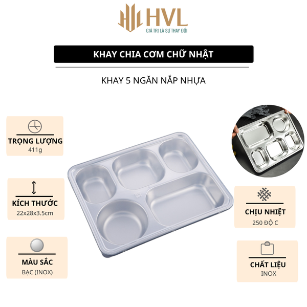 Khay chia cơm chữ nhật