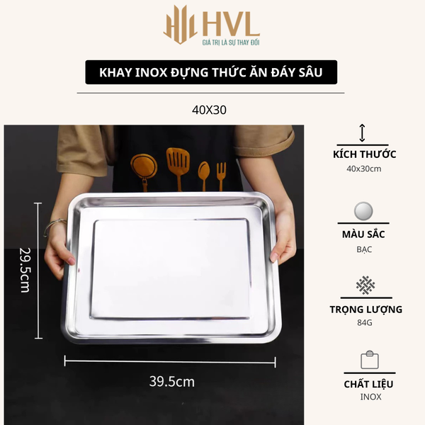 Khay inox đựng thức ăn đáy sâu