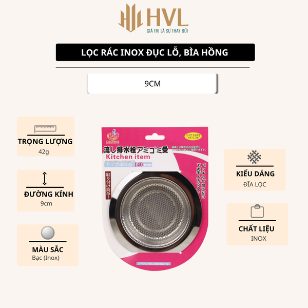 Lọc rác inox đục lỗ, bìa hồng