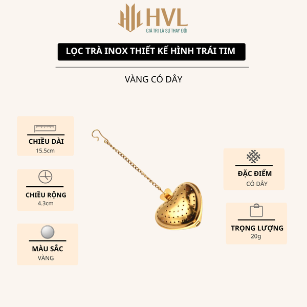 Lọc trà inox thiết kế hình trái tim làm bằng thép không gỉ