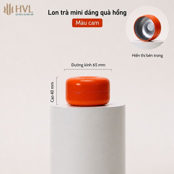 Lon trà mini dáng quả hồng 6.5x4(cm)