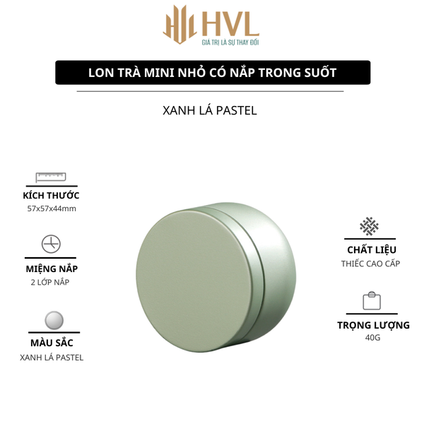 Lon trà thiếc nhỏ có nắp trong suốt, hộp trà nhỏ gọn làm quà tặng mẫu mới - HVL TEA