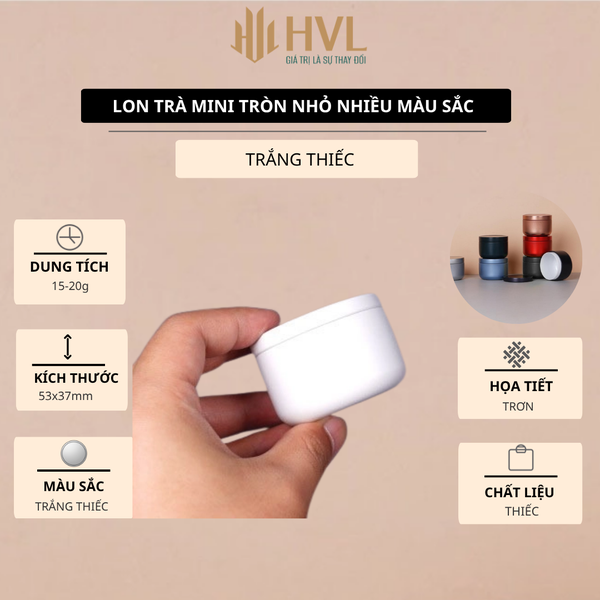 Lon trà thiếc tròn nhỏ nhiều màu sắc - HVL TEA