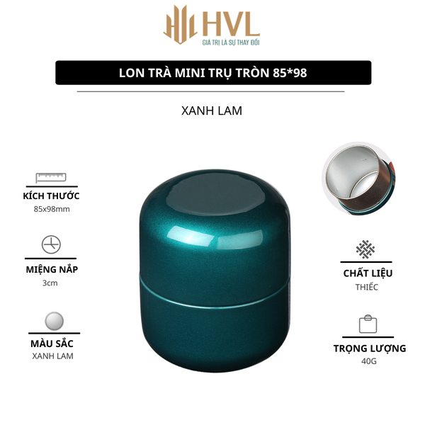 Hộp trà thiếc trụ tròn 85x98