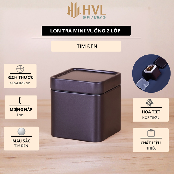 Lon trà mini vuông 2 lớp