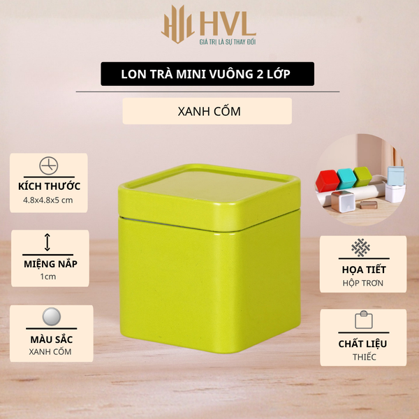 Lon trà mini vuông 2 lớp