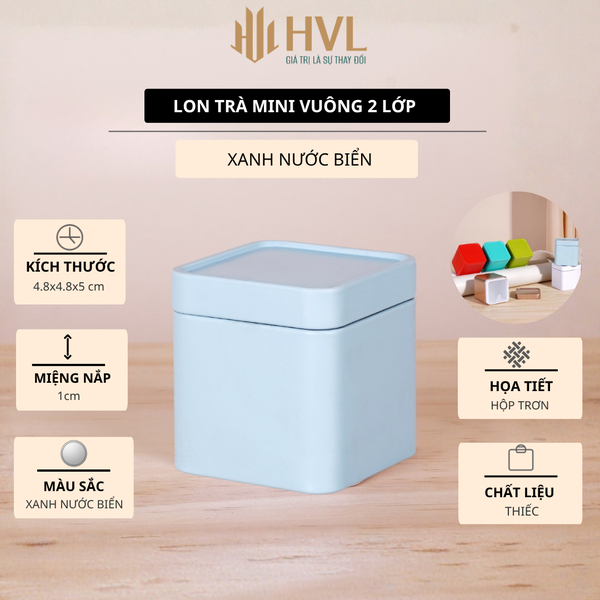 Lon trà mini vuông 2 lớp