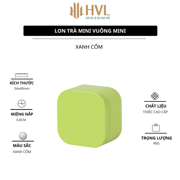 Lon trà thiếc vuông mini nhiều màu sắc mẫu mới - HVL TEA