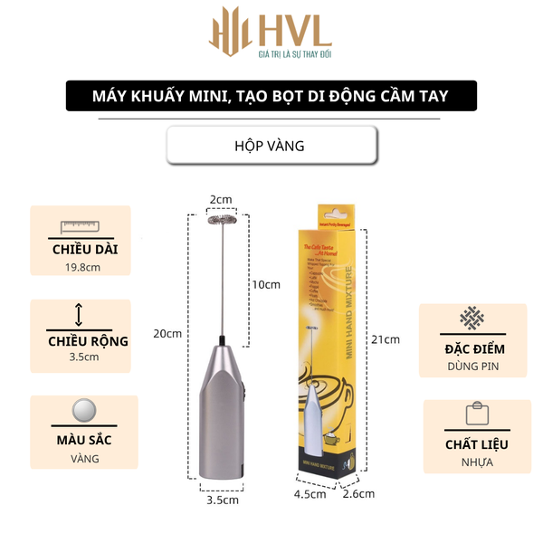 Máy khuấy mini tạo bọt, đánh cafe, đánh sữa tạo bọt di động cầm tay - HVL TEA
