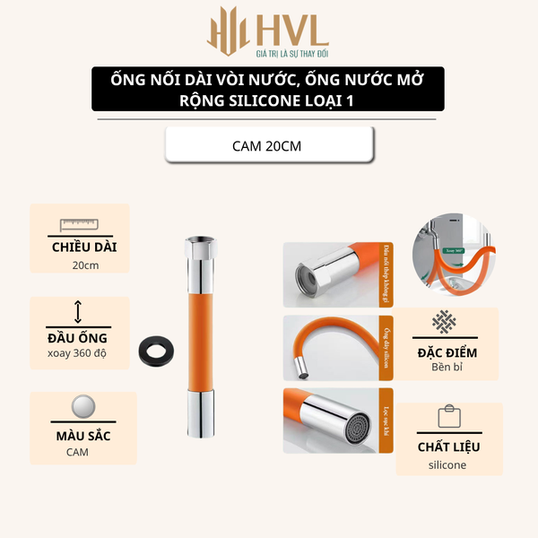Ống nối dài vòi nước, ống nước mở rộng silicone loại 1