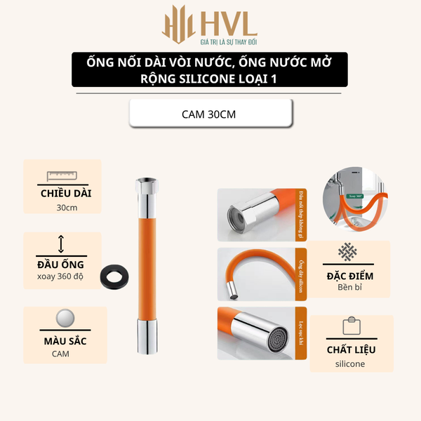 Ống nối dài vòi nước, ống nước mở rộng silicone loại 1