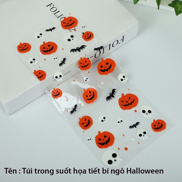 Túi đựng bánh/kẹo, túi đựng quà chủ đề Halloween trong suốt,13*27, 50 túi/sp - VUA BAO BÌ
