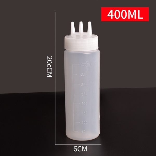 Chai bóp nước sốt thực phẩm, chai gia vị cà chua sốt, loại 3 vòi phun - HVL TEA