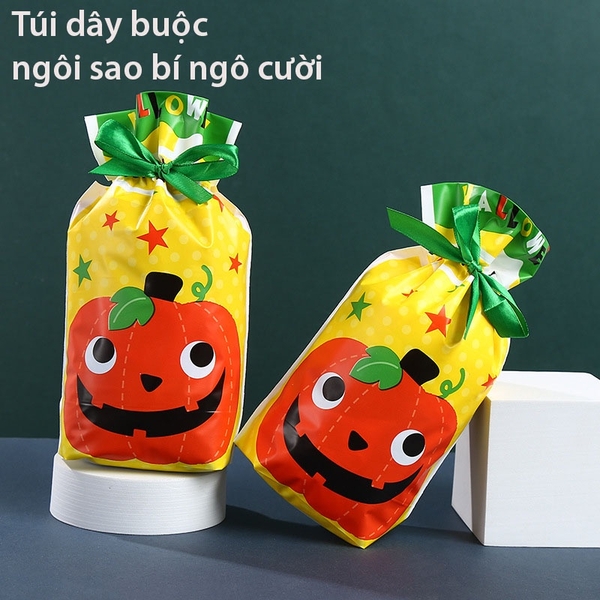 Túi đựng bánh/kẹo, túi đựng quà chủ đề Noel kích thước 15 * 23, dây nơ buộc - VUA BAO BÌ