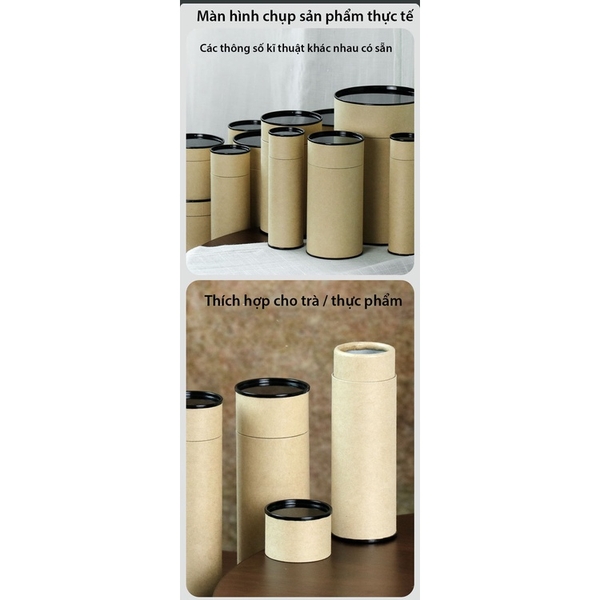 Hộp đựng trà, các loại hạt, đồ khô bằng giấy kraft nắp đen - HVL TEA