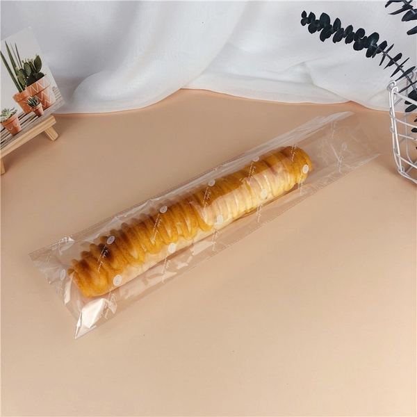 Túi đựng bánh mỳ dài trong suốt có dây buộc kim loại