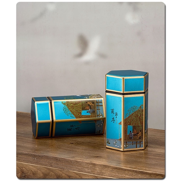Hộp đựng trà lục giác, bằng thép cao cấp - HVL TEA