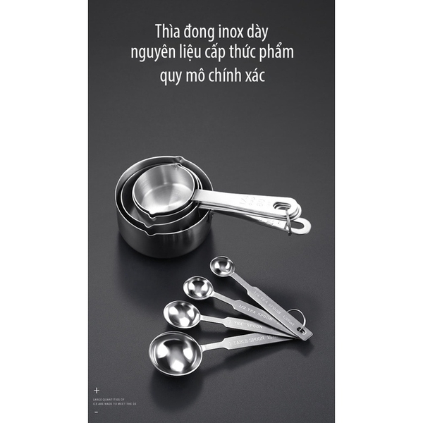 Bộ cup đong, thìa đong định lượng thành phẩm làm bánh - HVL TEA