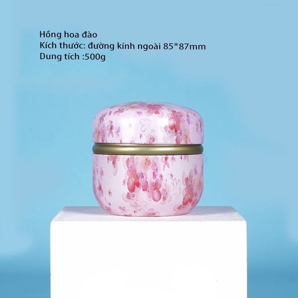 Hộp thiếc đựng trà, quà bánh kẹo, hình cầu, phong cách nhật bản họa tiết đa sắc - HVL TEA