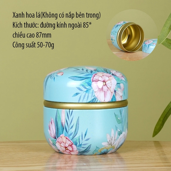 Hộp thiếc đựng trà, quà bánh kẹo, hình cầu, phong cách nhật bản họa tiết đa sắc - HVL TEA