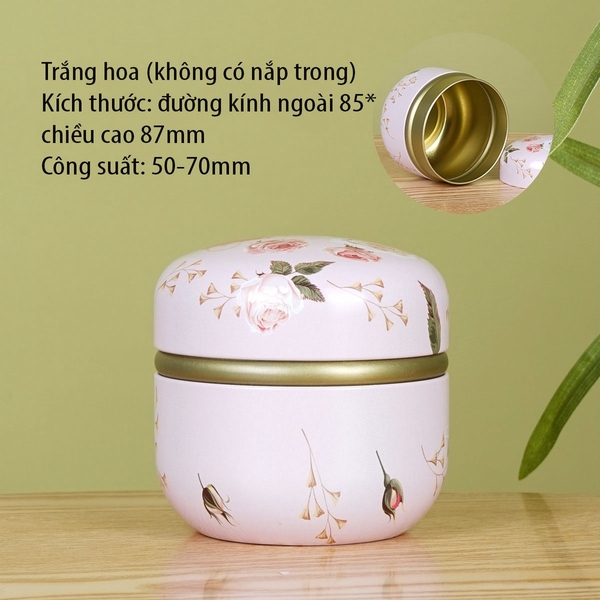 Hộp thiếc đựng trà, quà bánh kẹo, hình cầu, phong cách nhật bản họa tiết đa sắc - HVL TEA