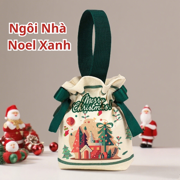Túi vải đựng quà Giáng Sinh có quai xách, túi quà noel dễ thương ngộ nghĩnh