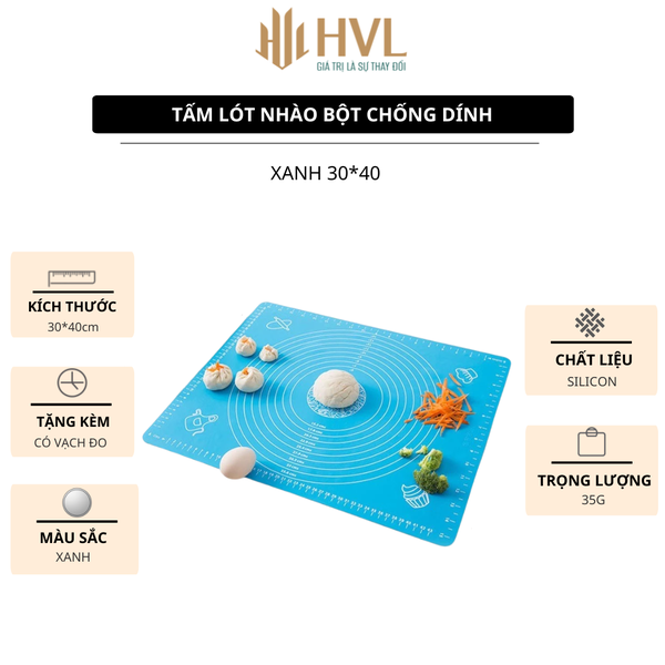 Tấm lót nhào bột chống dính - Xanh 40x50