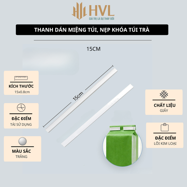 Thanh dán miệng túi, nẹp khóa túi trà