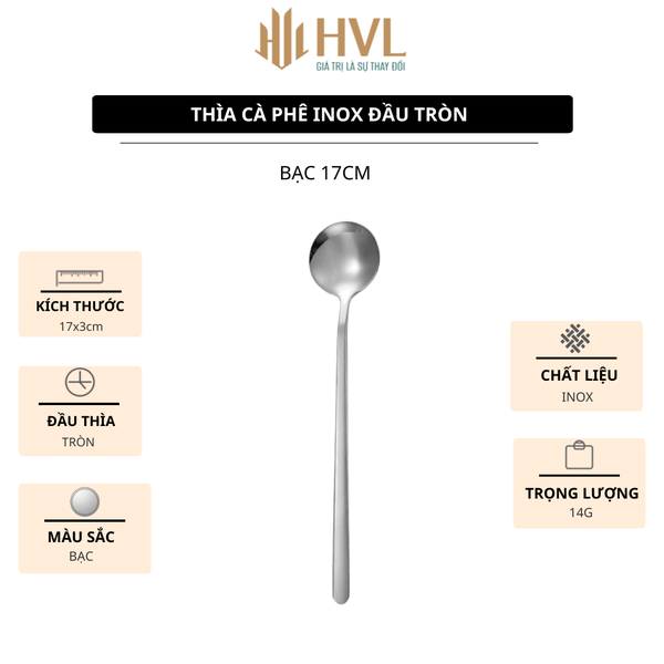 Thìa cà phê inox đầu tròn
