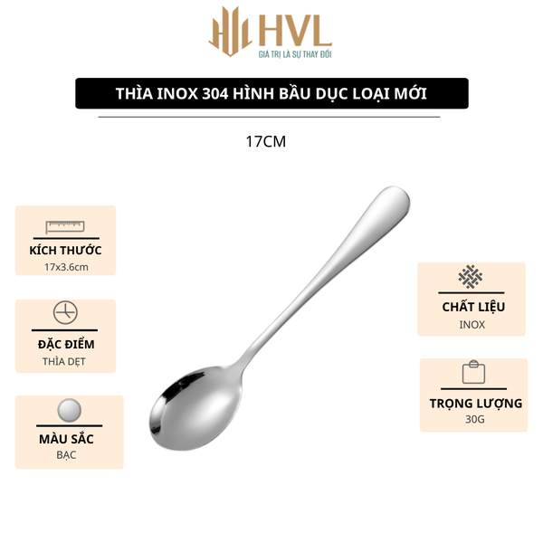Thìa inox 304 hình bầu dục loại mới