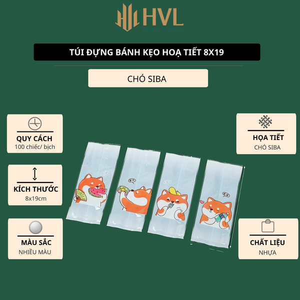 Túi đựng bánh kẹo hoạ tiết 8x19