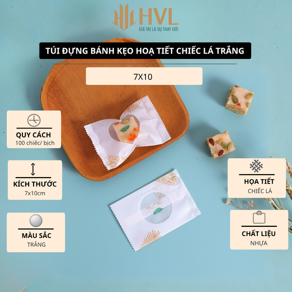Túi đựng bánh kẹo hoạ tiết Chiếc Lá Trắng