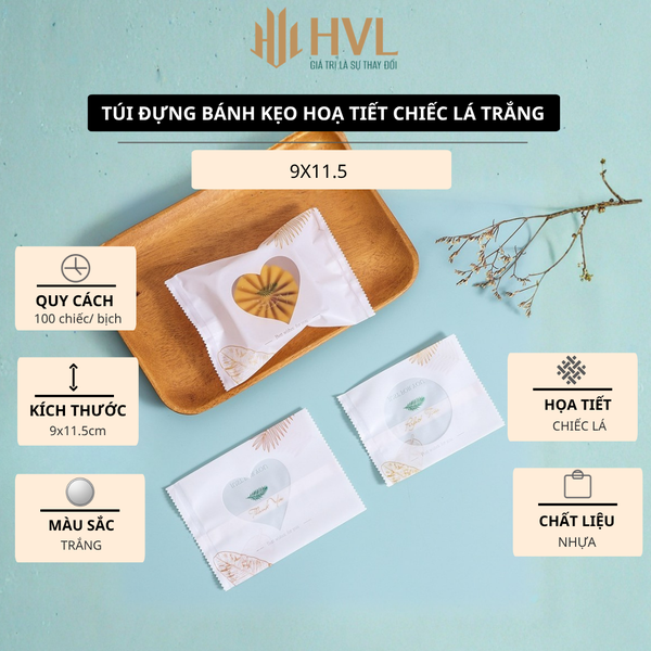 Túi đựng bánh kẹo hoạ tiết Chiếc Lá Trắng