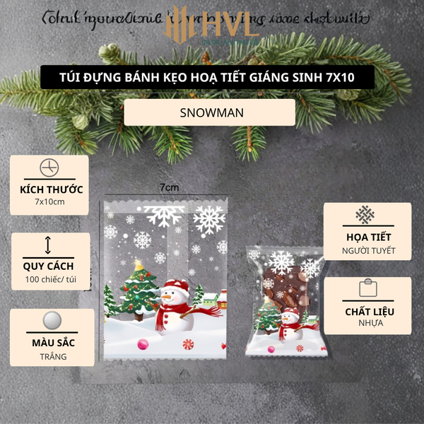 Túi đựng bánh kẹo hàn nhiệt hoạ tiết Giáng Sinh