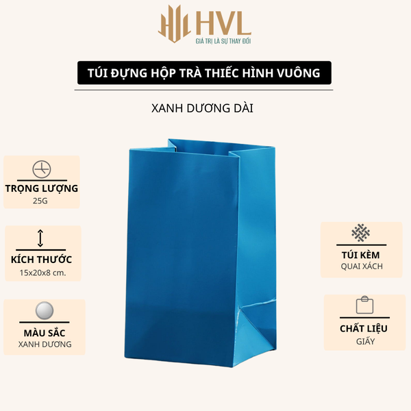 Hộp thiếc đựng trà hình hộp vuông, nhiều màu - HVL TEA