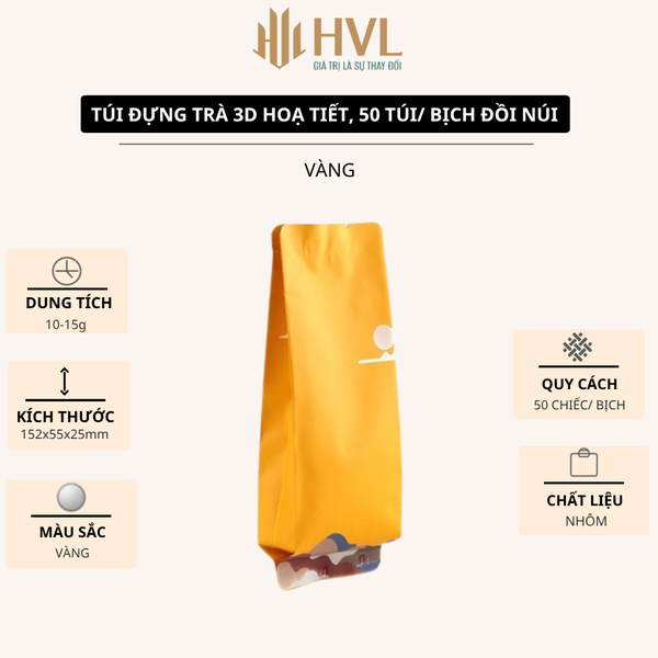 Túi đựng trà 3D hoạ tiết đồi núi cao cấp, 50 túi/sp - HVL TEA