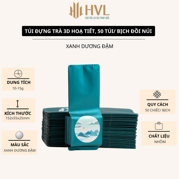Túi đựng trà 3D hoạ tiết đồi núi cao cấp, 50 túi/sp - HVL TEA