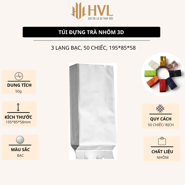 Túi nhôm 3D đựng trà, túi hút chân không niêm phong