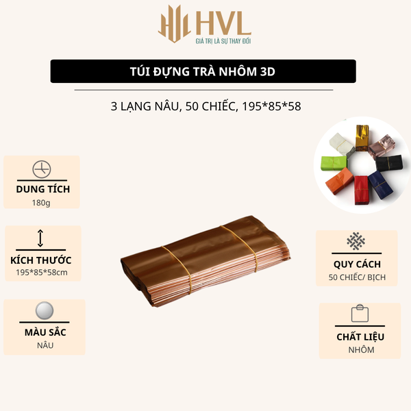 Túi nhôm 3D đựng trà, túi hút chân không niêm phong