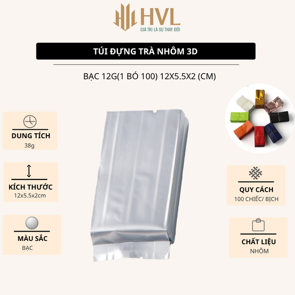 Túi nhôm 3D đựng trà, túi hút chân không niêm phong